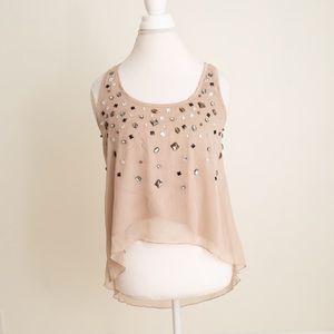 Soft Sheer Tank with Jeweled Front